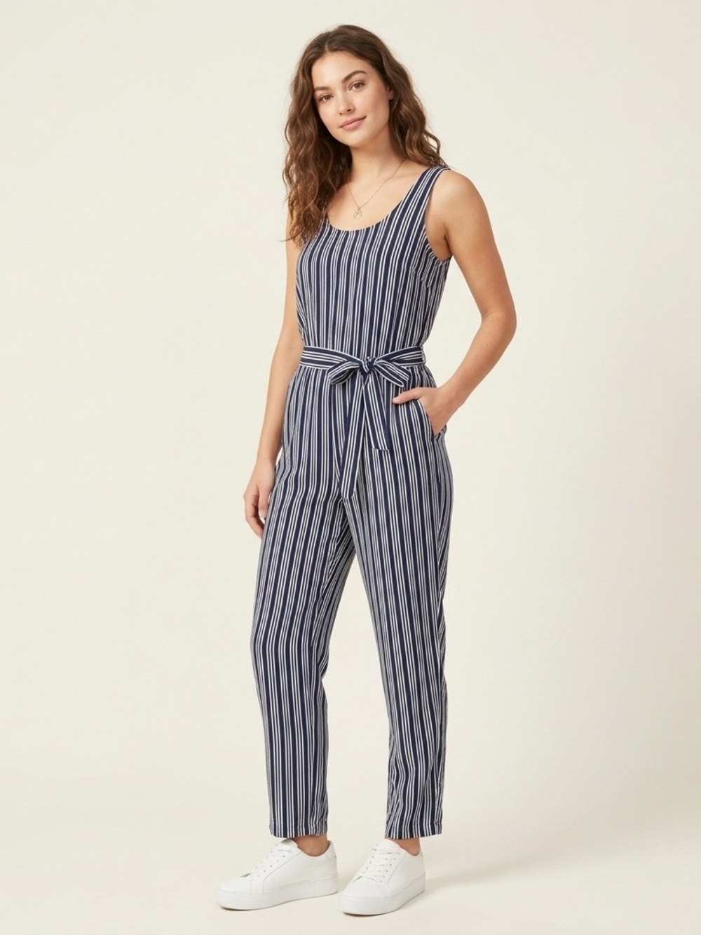 Vineyard Vines Sleeveless Pima Cotton Jumpsuit Navy Striped XS